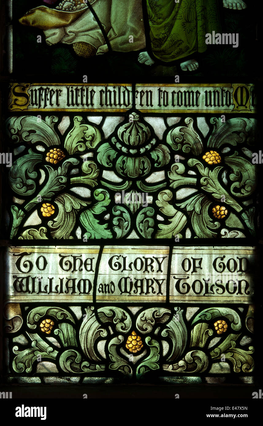 Remembrance window detail, St. Paul`s Church, Fazeley, Staffordshire, England, UK Stock Photo